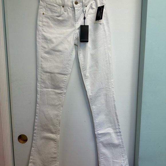 Ralph Lauren 748 Flare Leg with RL Gold Logo White Jeans - Picture 1 of 5